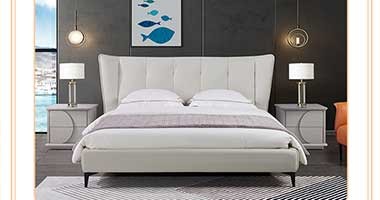 童話森林真皮1.5米現代簡約主臥雙人1.8m婚床白色頭層牛皮床